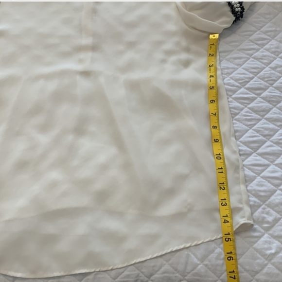 ZARA chiffon long sleeve top blouse beaded arm detail flare sleeves ivory large - Picture 10 of 13